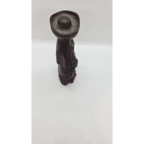 Vintage Hand Carved Wood Sculpture Woman Working Ethnic - Picture 5 of 10